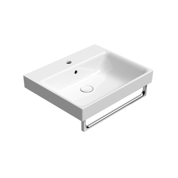 Picture of Nubes rectangular basin, ceramic, built in/wall hung, white, glossy, 60x50 cm