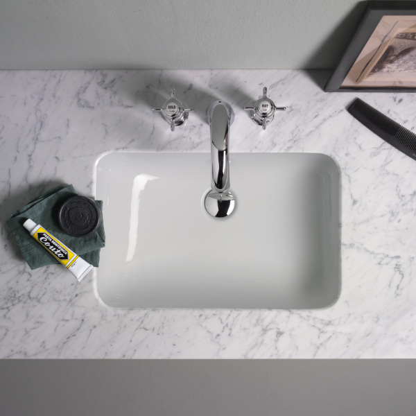 Picture of Pura rectangular basin, ceramic, under-counter, white, glossy, 55x38 cm