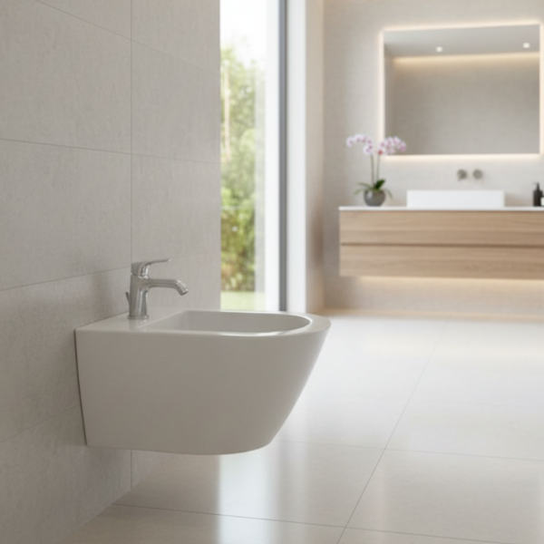 Picture of Kube x bidet, ceramic, wall hung, white, glossy, 55x36 cm