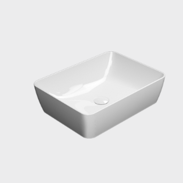 Picture of Nubes rectangular basin, ceramic, freestanding, white, glossy, 50x38 cm