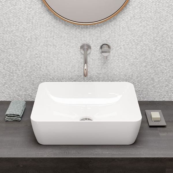 Picture of Nubes rectangular basin, ceramic, freestanding, white, glossy, 50x38 cm