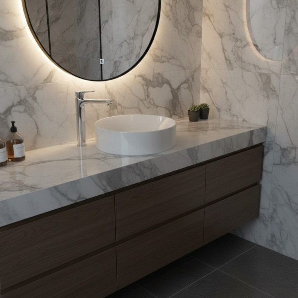 Picture of Kube x round basin, ceramic, countertop, white, glossy, 45 cm