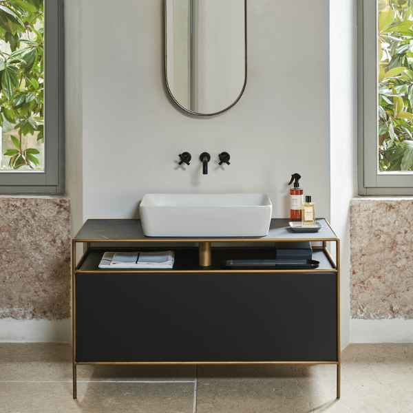 Picture of Nubes rectangular basin, ceramic, freestanding, white, glossy, 60x38 cm