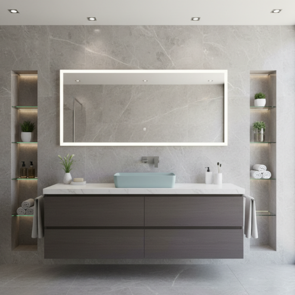 Picture of Nubes rectangular basin, ceramic, freestanding, ice mint, matte, 60x38cm