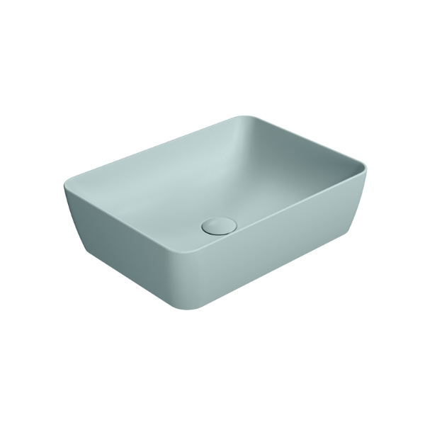 Picture of Nubes rectangular basin, ceramic, freestanding, ice mint, matte, 50x38 cm