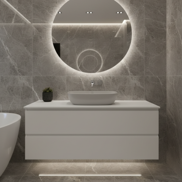 Picture of Nubes rectangular basin, ceramic, freestanding, light grey, matte, 60x38 cm