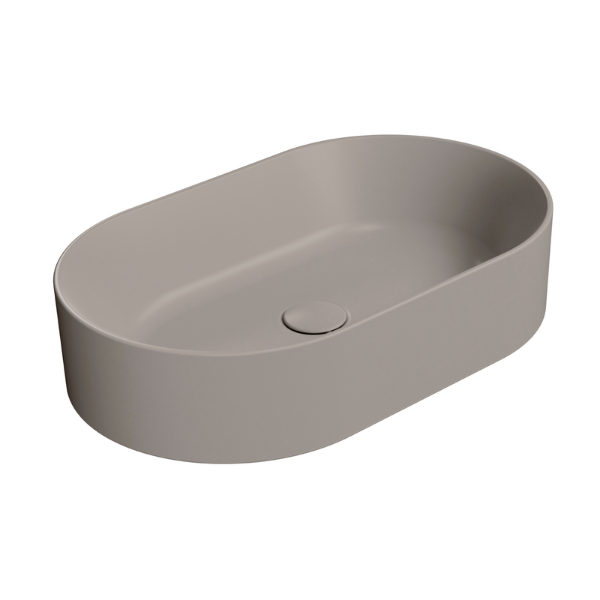 Picture of Kube x oval basin, ceramic, freestanding, light brown, matte, 60x37 cm