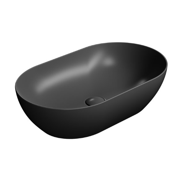 Picture of Pura oval basin, ceramic, freestanding, anthracite, matte, 60x37 cm