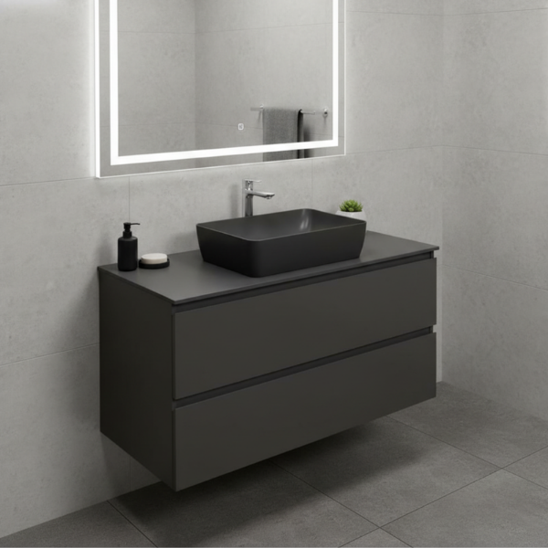 Picture of Nubes rectangular basin, ceramic, freestanding, anthracite, matte, 50x38cm