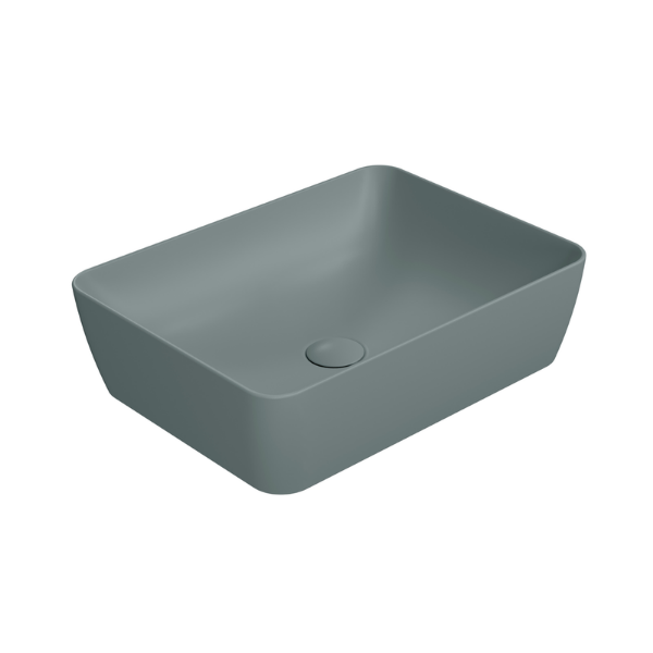 Picture of Nubes rectangular basin, ceramic, freestanding, agave, matte, 50x38 cm