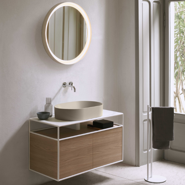 Picture of Kube x oval basin, ceramic, freestanding, light beige, matte, 60x37cm