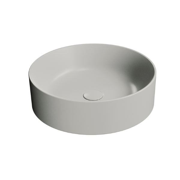 Picture of Kube x round basin, ceramic, countertop, light grey, matte, 45 cm