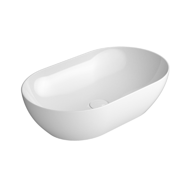 Picture of Pura oval basin, ceramic, freestanding, white, glossy, 60x37 cm
