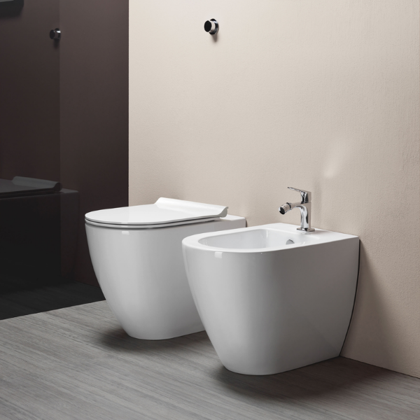 Picture of Pura bidet, ceramic, back to wall/floorstanding, white, glossy, 55x36cm