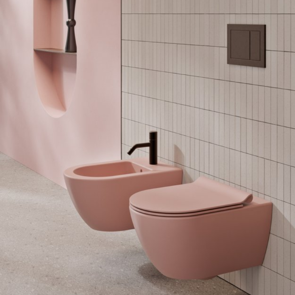 Picture of Pura bidet, ceramic, wall hung, light pink, matte, 55x36cm
