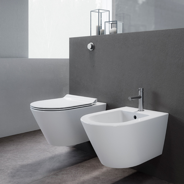 Picture of Kube x bidet, ceramic, wall hung, white, matte, 55x36cm