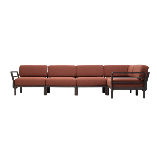 Picture of Sofa with 5 parts maximo 5, fabric, terra-cannella sunbrella, 344-184 cm