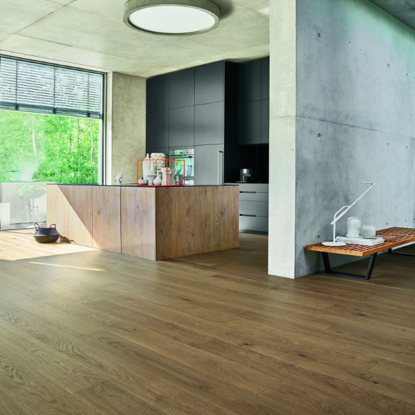 Picture of Engineered wood flooring, nougat trendtime 4, oak medium brown, 2010x160x13mm