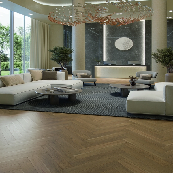 Picture of Engineered wood flooring, nougat penthouse trendtime 3, oak medium brown,570x95x10.5mm