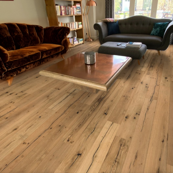 Picture of Engineered wood flooring, handscraped brushed trendtime 8, oak medium brown, 2200x185x13mm