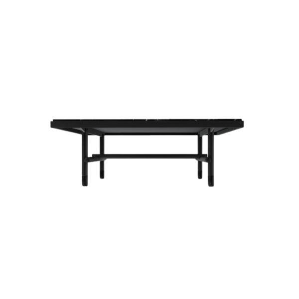 Picture of Coffee table, pierre, top marquinia,  structure blasted and burnished, 90x90x32 cm