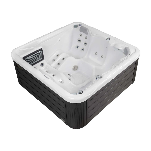 Picture of Pluto p&p hot tub with hydromassage, acrylic, freestanding, white/grey 200x200x89cm