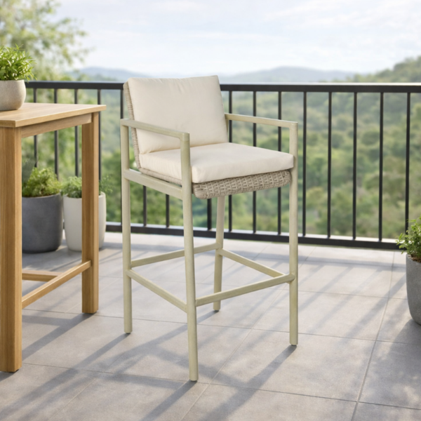 Picture of Stool, oslo, teak grey, sand, 57.8x57.8x112.3cm