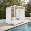 Picture of Gazebo, quadra, aluminium white-teak natural, cushions titanium, 210x219x223.4cm