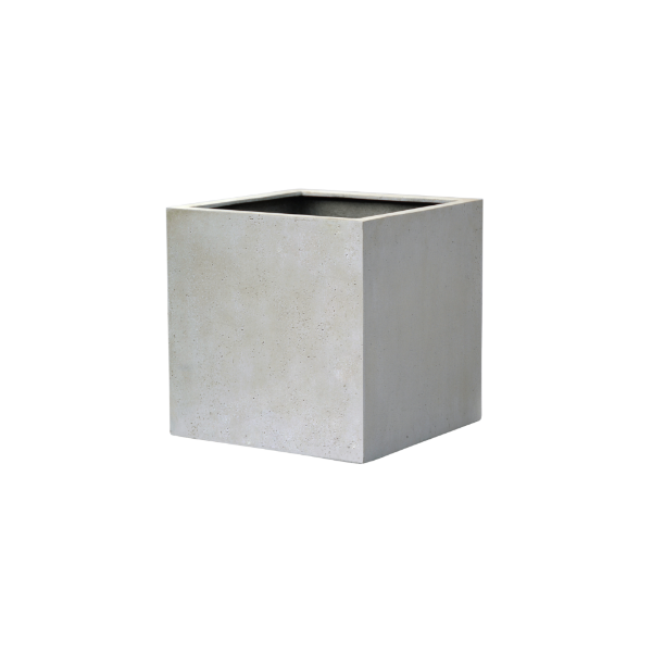 Picture of Vase, cube, concrete surface, white,dia.80x80x80cm 