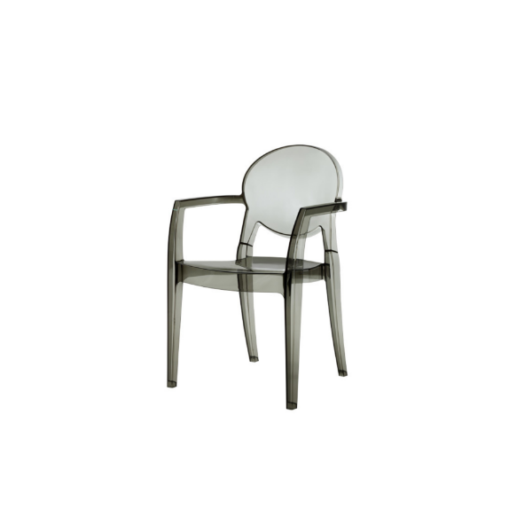 Picture of Chair with armrest, iglo, polycarbonate, smoked transparent, 74 x 59 x 108 cm