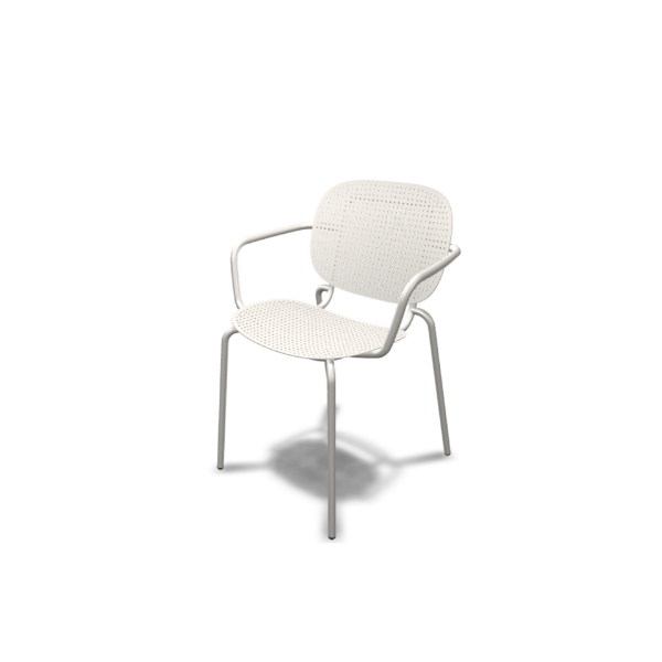 Picture of Chair with armrest, si- si dots, steel, matt linen, 62  x  55 x 80 cm