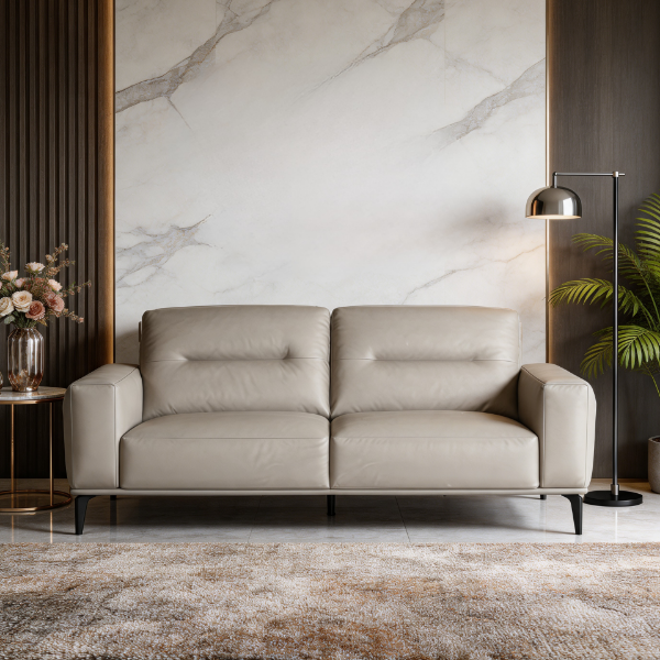 Picture of Sofa 3 seater, picky, leather, grey, 211x97x92cm