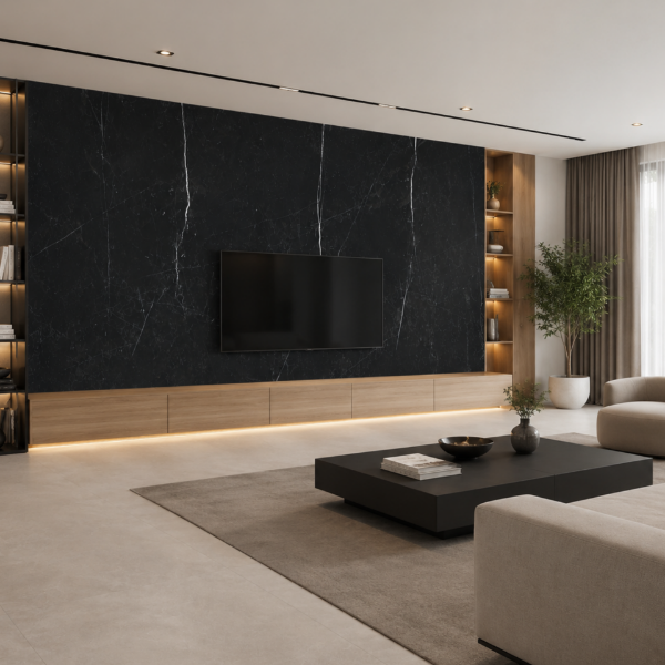 Picture of Floor tile nero marquinia, marble effect, glossy, 6mm 120x240
