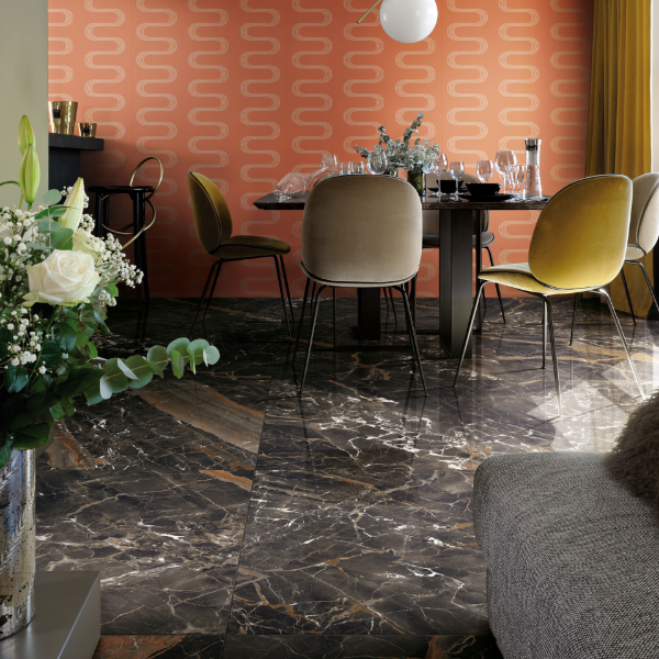 Picture of Floor tile cava bianco, marble effect, glossy, 6mm 120x280