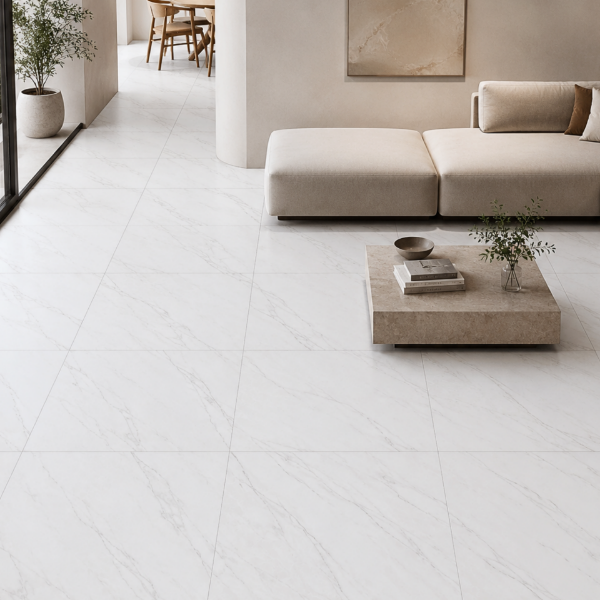 Picture of Floor tile vigo white, marble effect, matt, 60x60