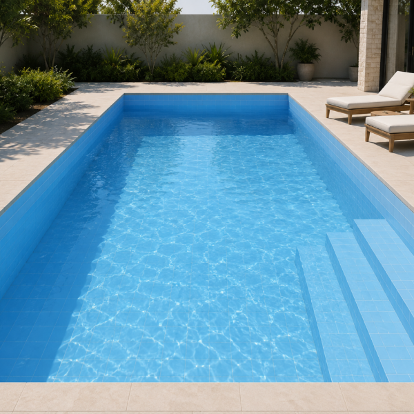 Picture of Floor tile pool blue, plain effect, matt, 12.5x25cm