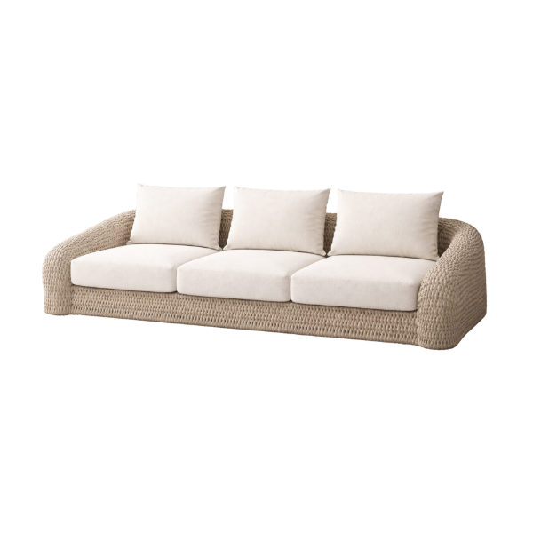 Picture of Sofa 3 seater, summer mod 2, aluminium frame, beige-white, 207x109x66.5cm 