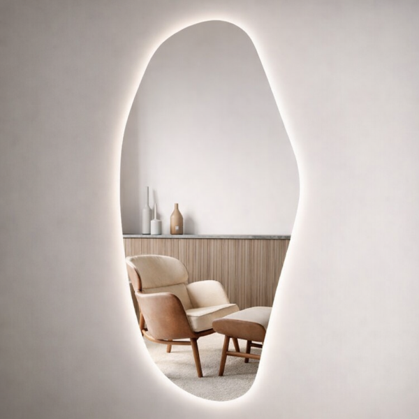 Picture of Bym-9276 oval mirror, touch screen with led, silver, 180x70