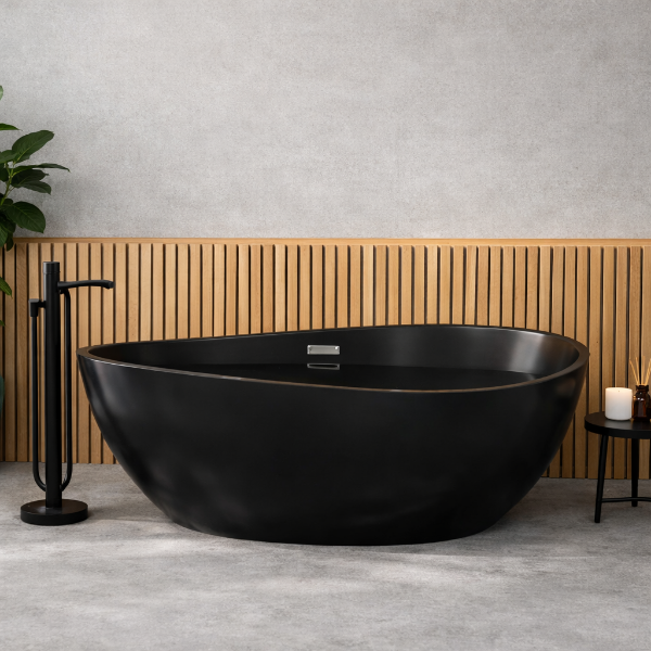 Picture of Wave bathtub, acrylic, freestanding, black, matte, 160x95x60