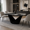 Picture of Dining table, calla, matt black metal base, black onyx glossy top, 200x100x76.5(h)cm 