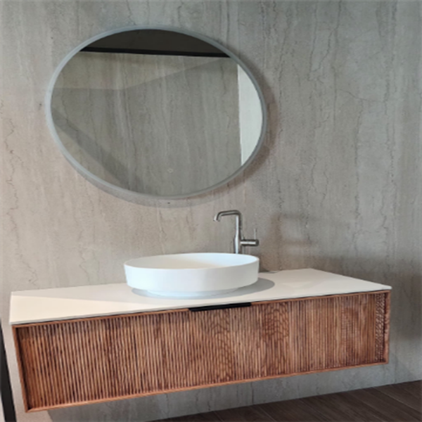 Picture of Eos bathroom furniture set, solid wood cabinet, resin basin, 120 cm