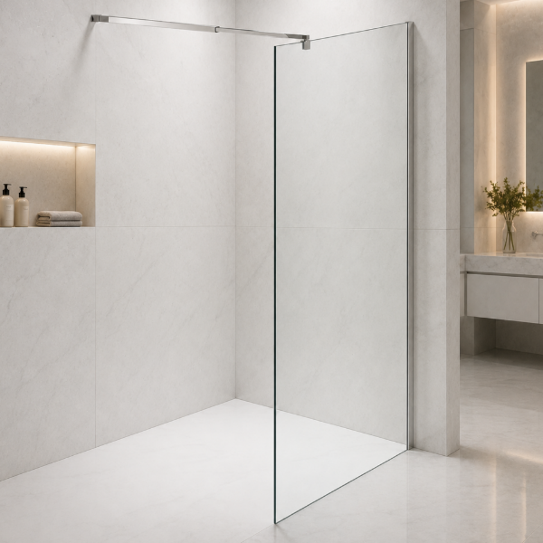 Picture of Shower glass, chrome profile, 80x200 8mm