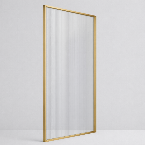 Picture of Shower glass, brushed gold profile, 120x200 5mm