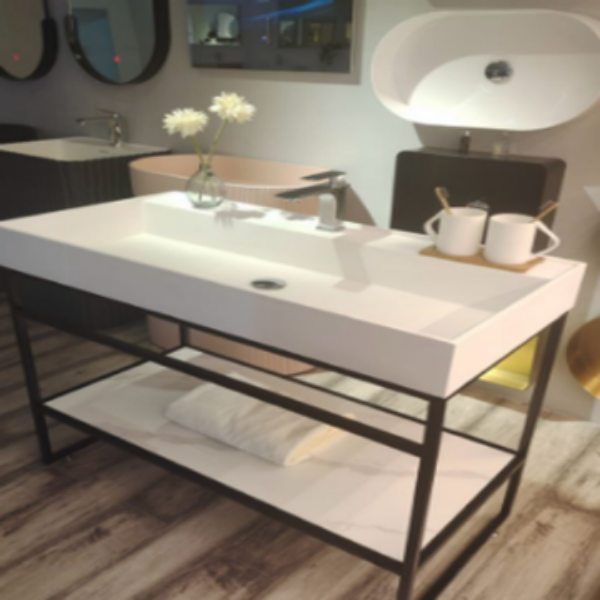 Picture of Gaia bathroom furniture set 107.4x50.2x85.6, resin basin, mirror 60x90, black, matte