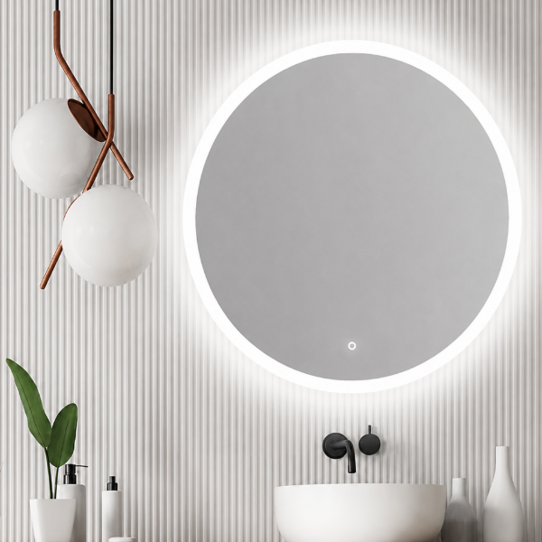 Picture of R-106-70 round mirror, touch screen with led, silver, 70x70
