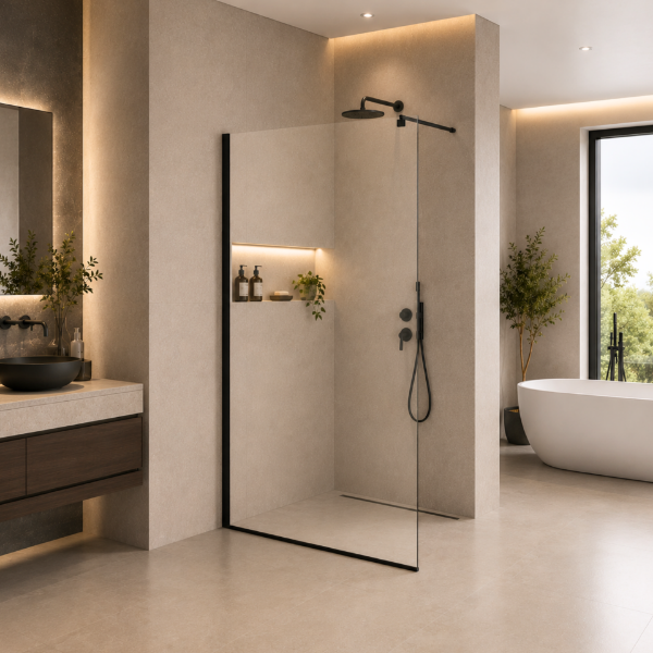 Picture of Shower glass, black profile, 80x200