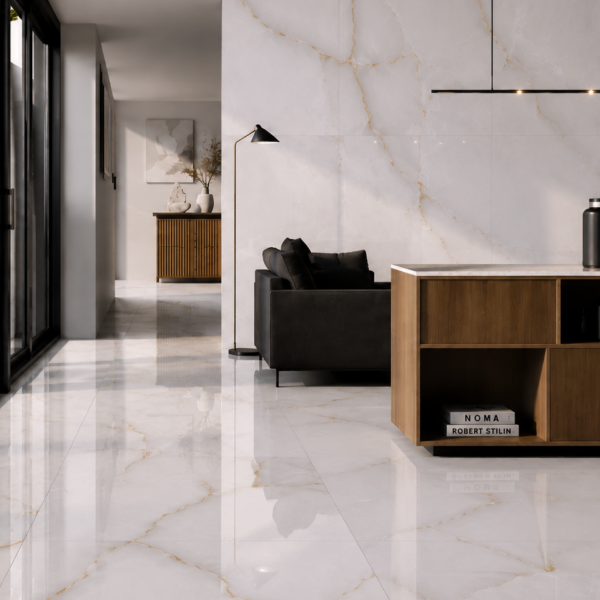 Picture of Floor tile burlin natural, marble effect, glossy, 60x120