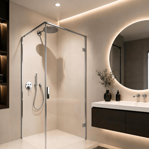Picture of Rectangular shower enclosure, chrome profile, right, 90x90x200 8mm