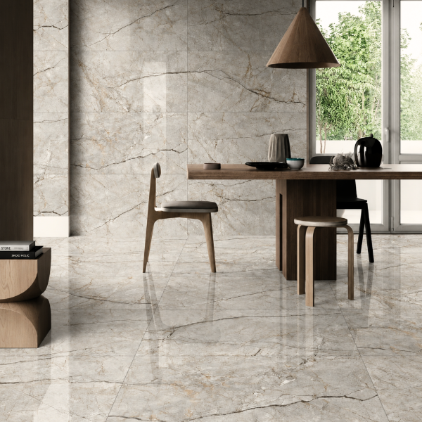 Picture of Floor tile avorio bianco, marble effect, matt, 60x120