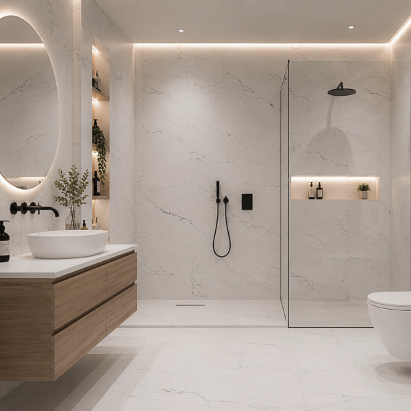 Picture of Floor tile calacatta montreal, marble effect, matt, 60x120